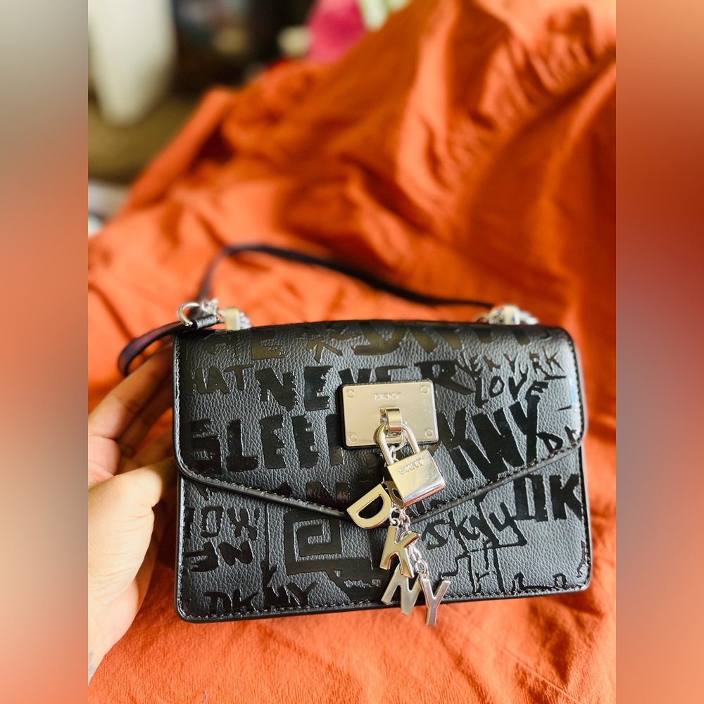DKNY Black Textured Leather Bag